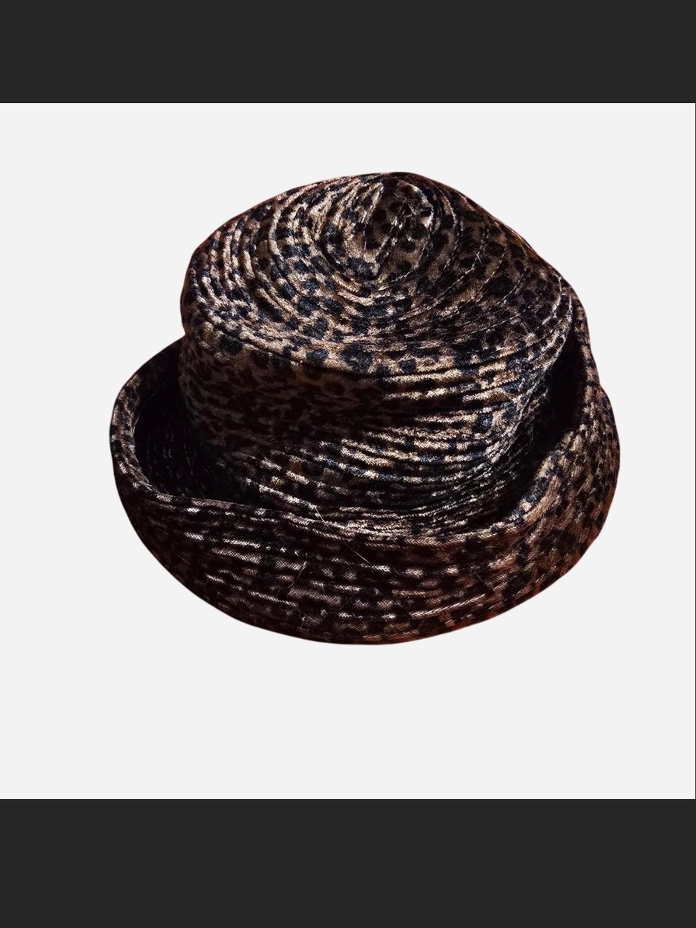 Leopard Print Velvet Bucket Hat - Brown/Black